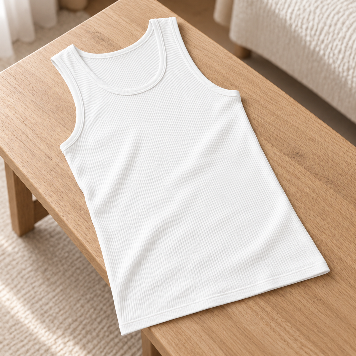Youthrisewell White Ribbed Soft Lounge Tank Top with Scoop Neckline
