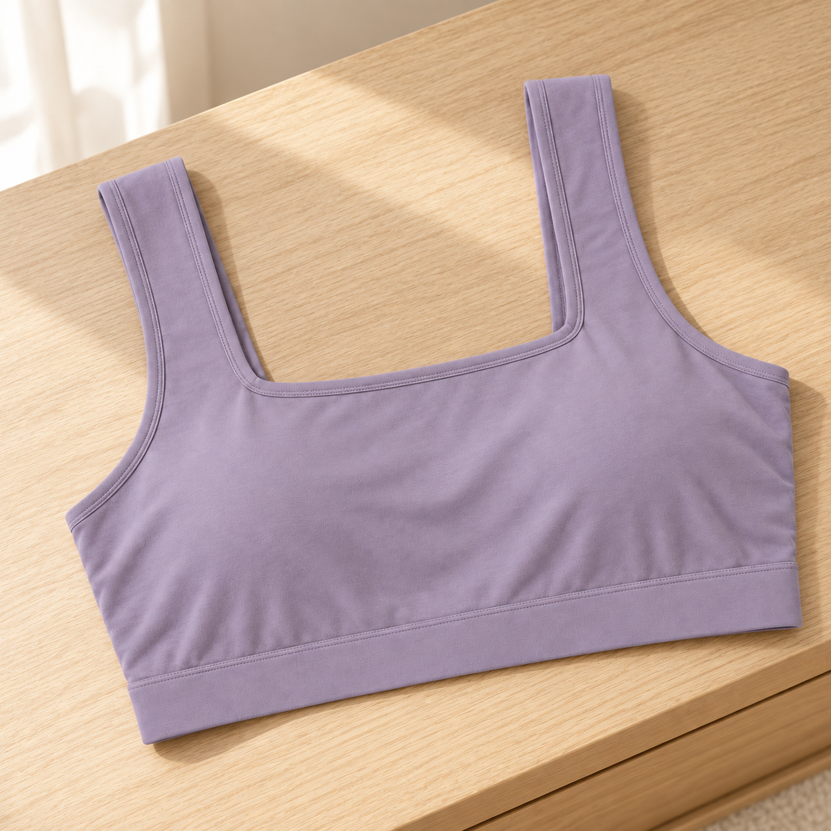 Youthrisewell Lavender Square-Neck Comfort Bralette with Wide Shoulder Straps