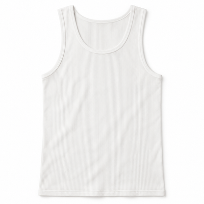 Youthrisewell White Ribbed Soft Lounge Tank Top with Scoop Neckline