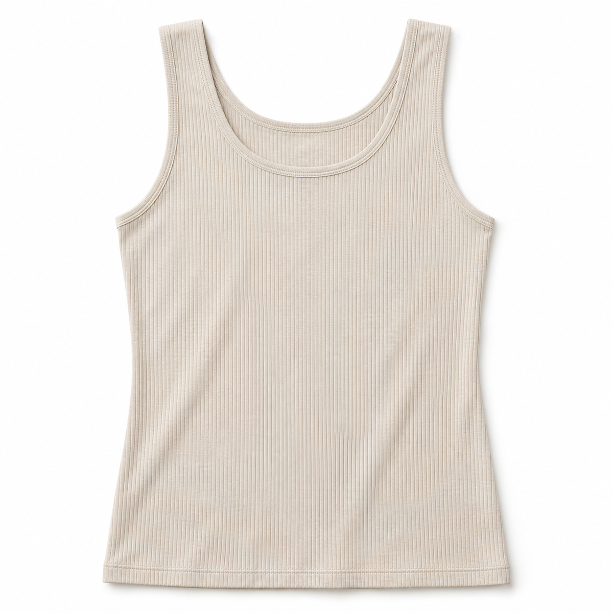 Youthrisewell Cream Ribbed Soft Lounge Tank Top with Scoop Neckline