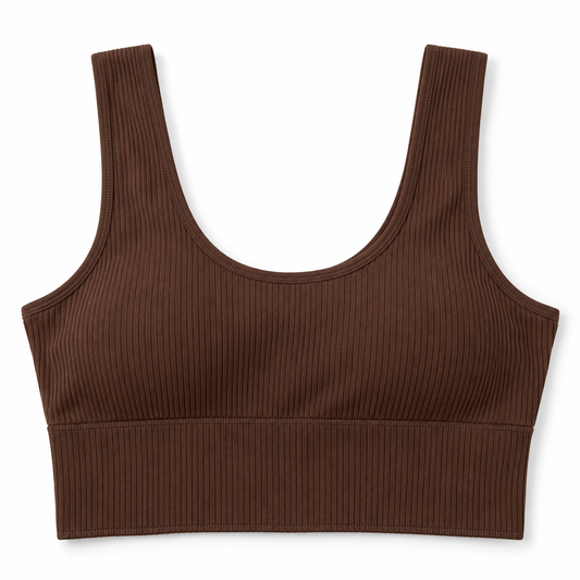 Youthrisewell Chocolate Brown Ribbed Comfort Bralette with Scoop Neckline