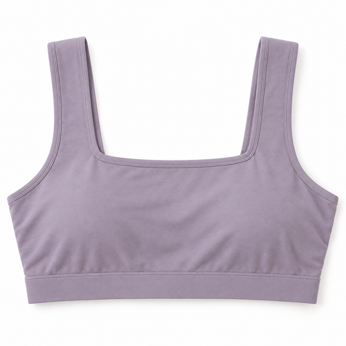 Youthrisewell Lavender Square-Neck Comfort Bralette with Wide Shoulder Straps