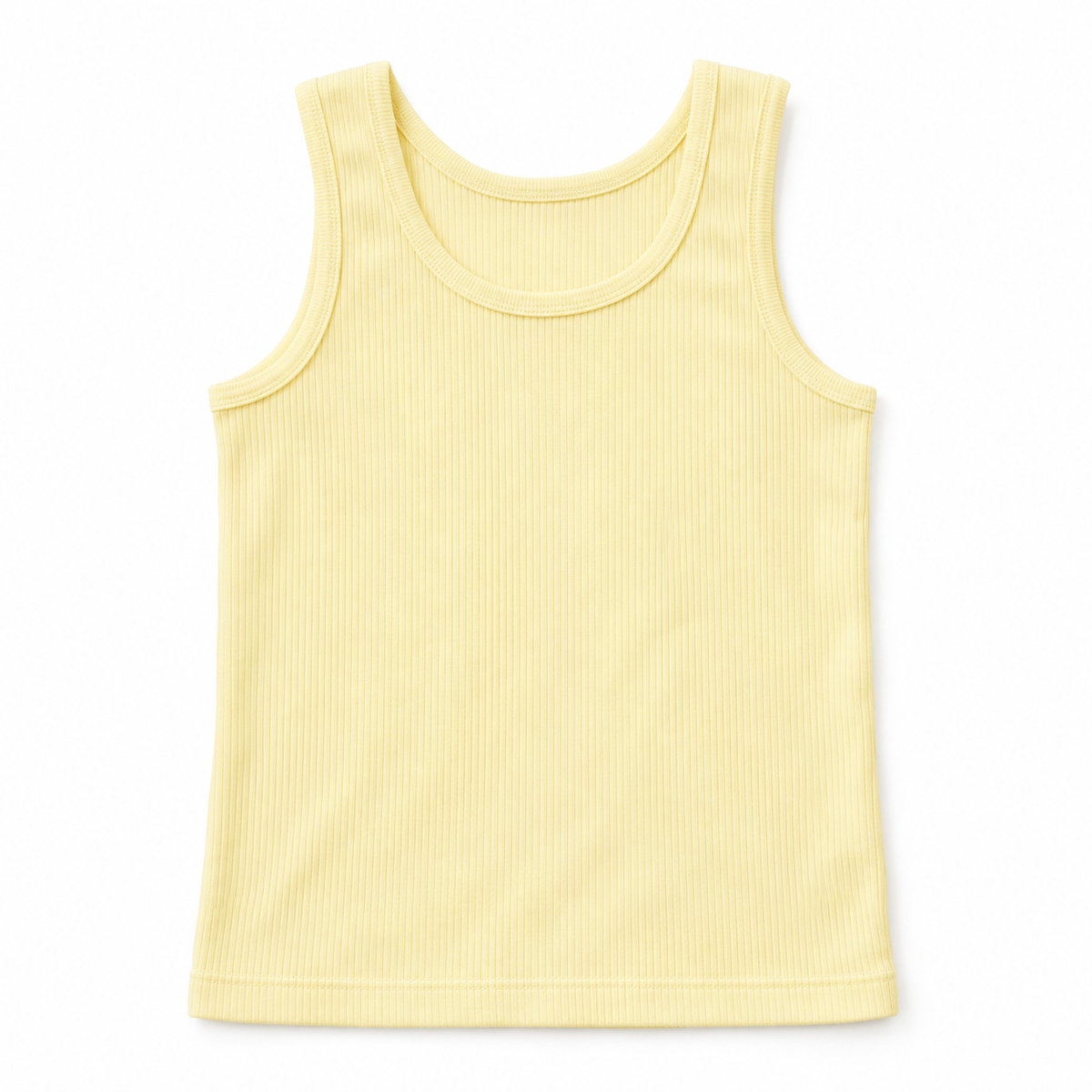 Youthrisewell Soft Yellow Ribbed Soft Lounge Tank Top with Scoop Neckline