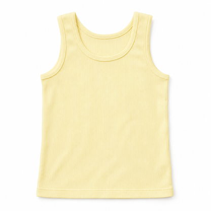 Youthrisewell Soft Yellow Ribbed Soft Lounge Tank Top with Scoop Neckline