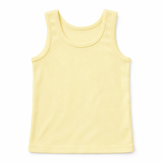 Youthrisewell Soft Yellow Ribbed Soft Lounge Tank Top with Scoop Neckline