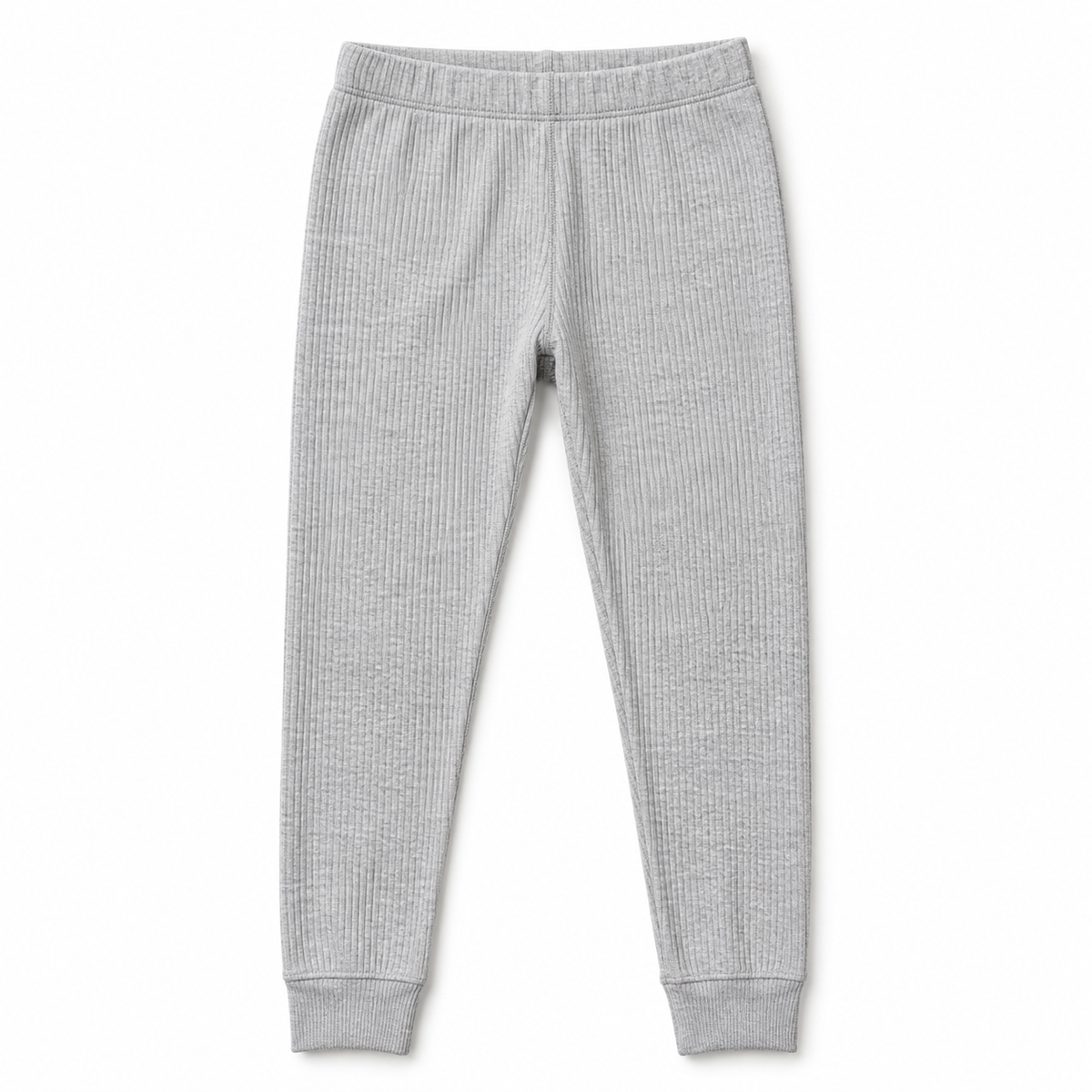 Youthrisewell Light Gray Ribbed Soft Lounge Pants with Cuffed Hem