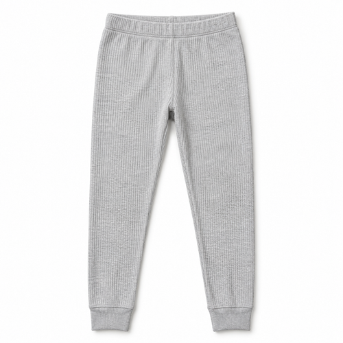 Youthrisewell Light Gray Ribbed Soft Lounge Pants with Cuffed Hem