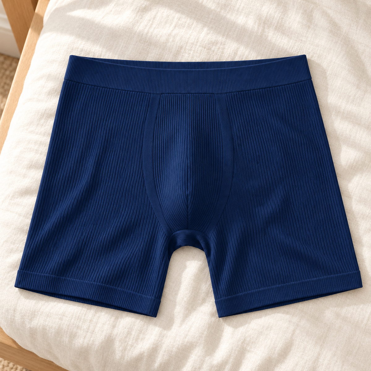 Youthrisewell Navy Seamless Comfort Boxer Briefs with Ribbed Texture