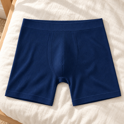 Youthrisewell Navy Seamless Comfort Boxer Briefs with Ribbed Texture