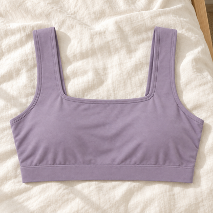Youthrisewell Lavender Square-Neck Comfort Bralette with Wide Shoulder Straps