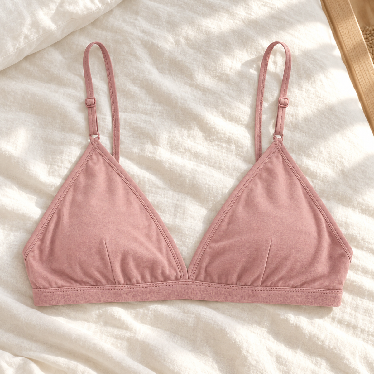 Youthrisewell Dusty Pink Triangle Comfort Bralette with Adjustable Straps