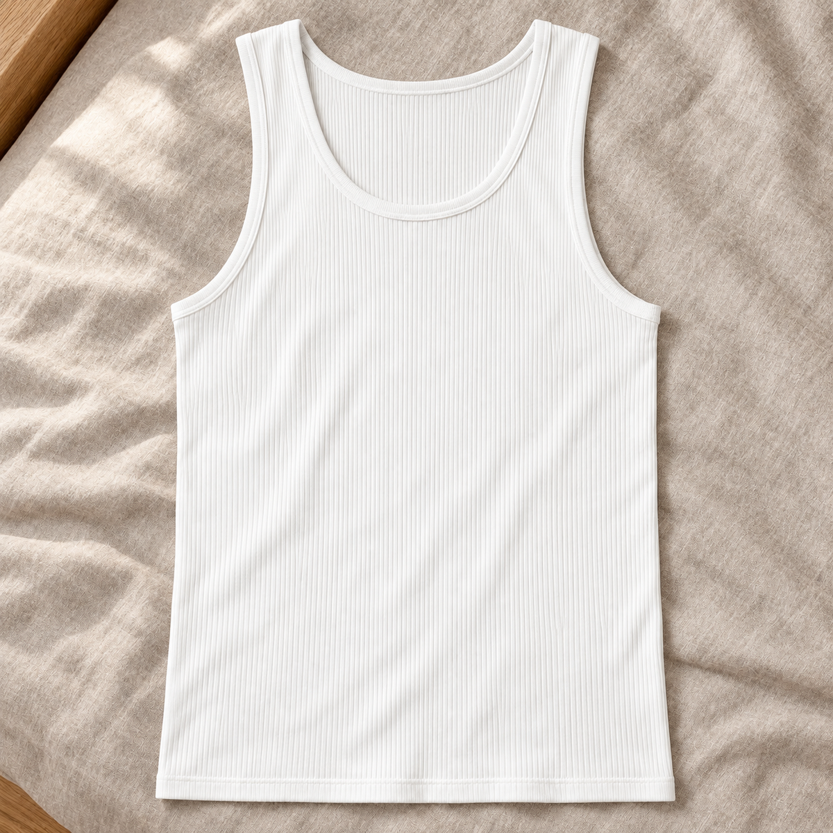 Youthrisewell White Ribbed Soft Lounge Tank Top with Scoop Neckline