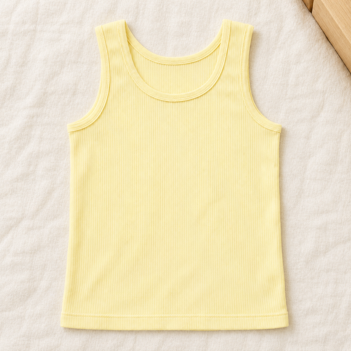Youthrisewell Soft Yellow Ribbed Soft Lounge Tank Top with Scoop Neckline