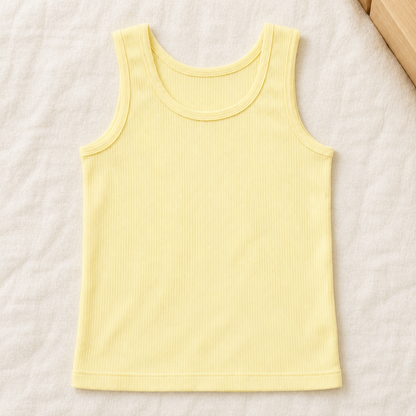 Youthrisewell Soft Yellow Ribbed Soft Lounge Tank Top with Scoop Neckline