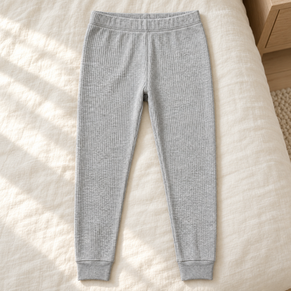 Youthrisewell Light Gray Ribbed Soft Lounge Pants with Cuffed Hem