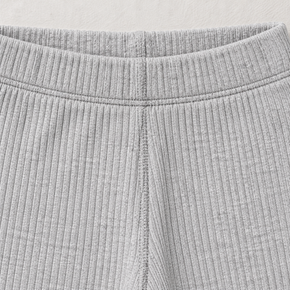 Youthrisewell Light Gray Ribbed Soft Lounge Pants with Cuffed Hem