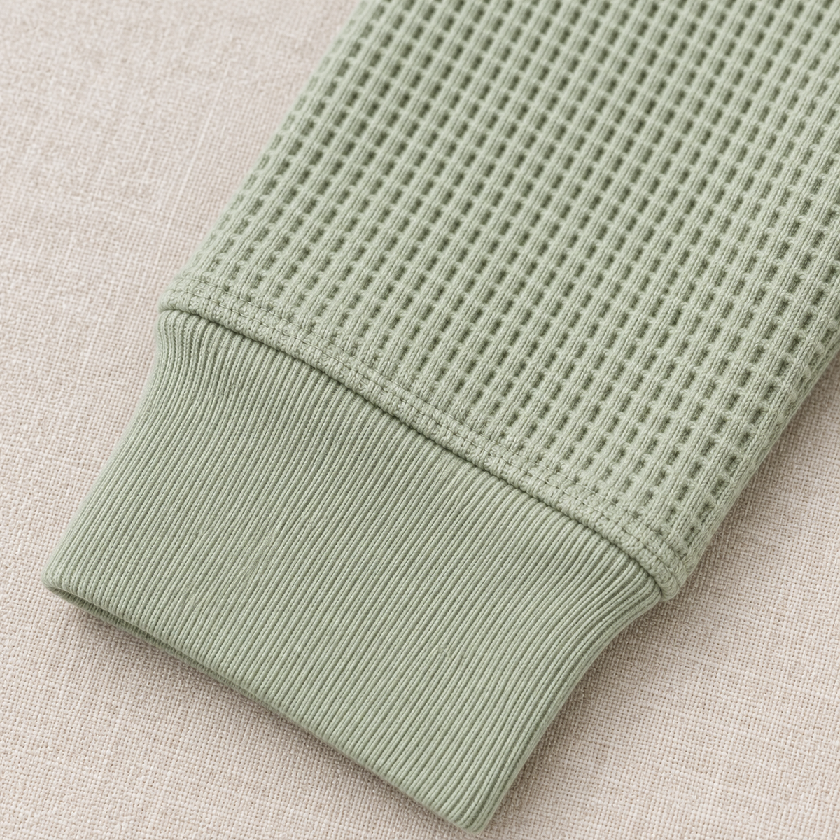 Youthrisewell Sage Green Textured Soft Lounge Long Sleeve Top with Crew Neckline