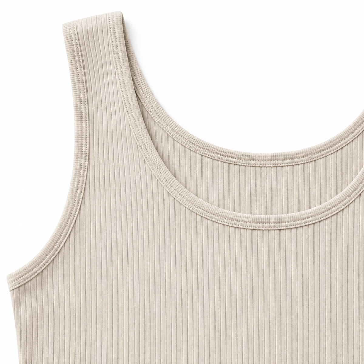 Youthrisewell Cream Ribbed Soft Lounge Tank Top with Scoop Neckline