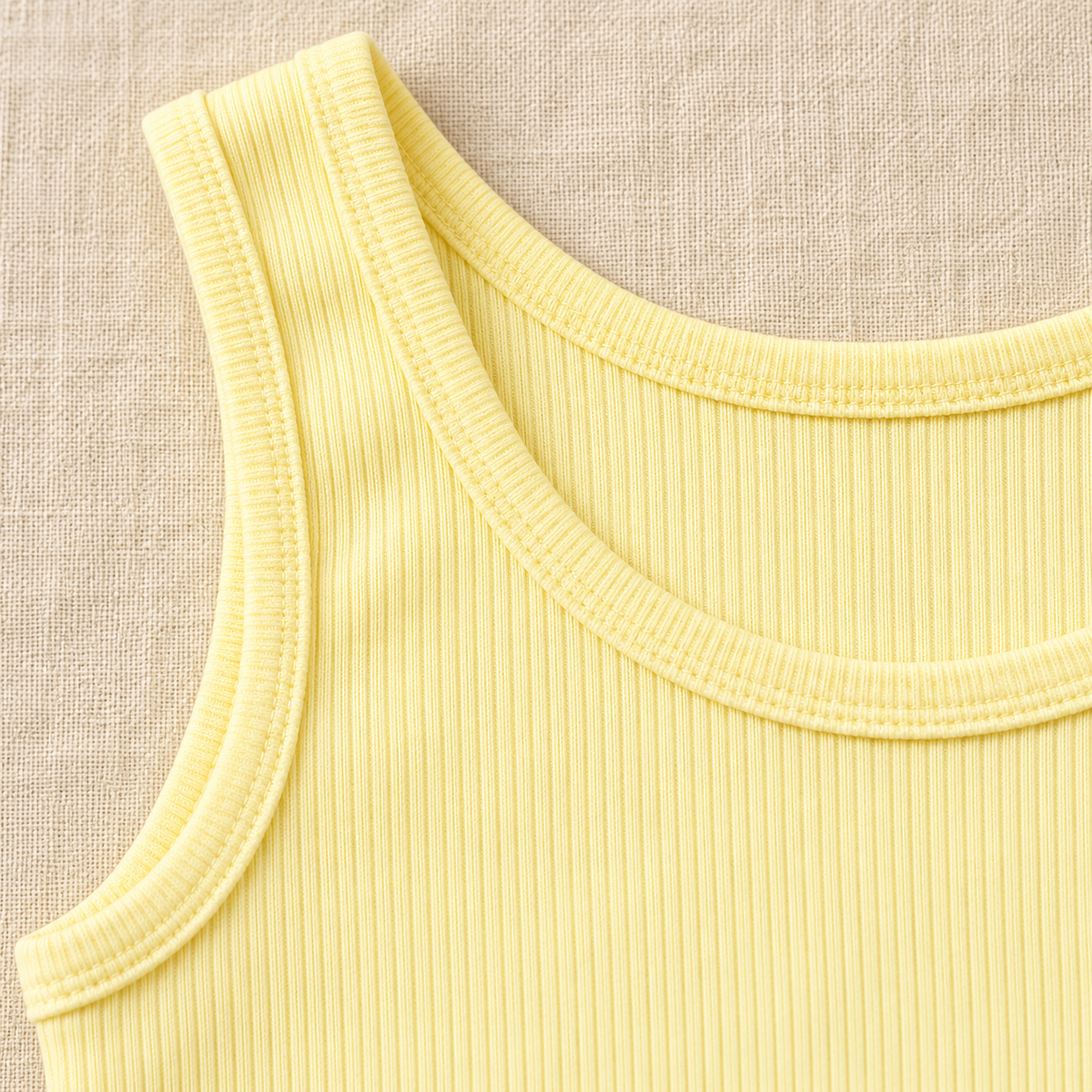 Youthrisewell Soft Yellow Ribbed Soft Lounge Tank Top with Scoop Neckline