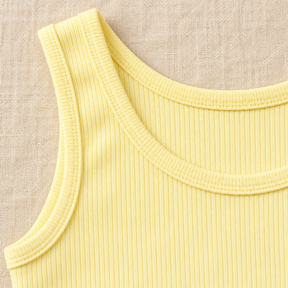 Youthrisewell Soft Yellow Ribbed Soft Lounge Tank Top with Scoop Neckline