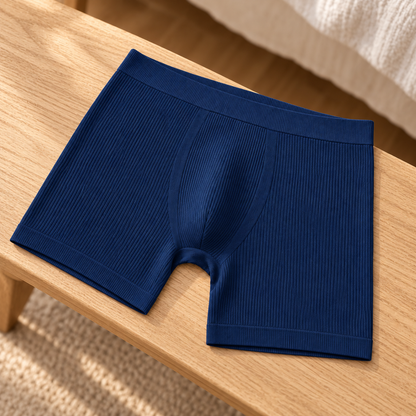Youthrisewell Navy Seamless Comfort Boxer Briefs with Ribbed Texture