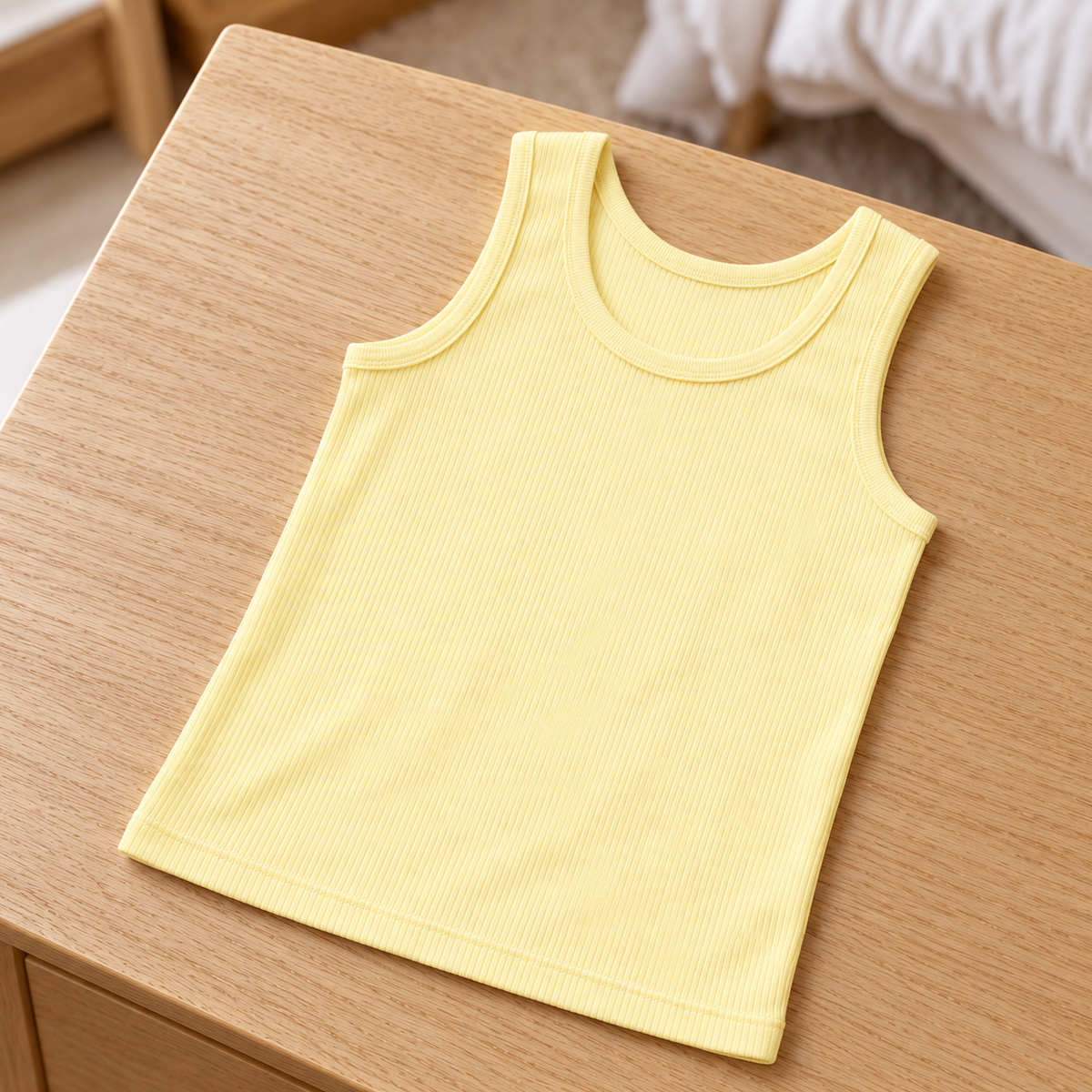 Youthrisewell Soft Yellow Ribbed Soft Lounge Tank Top with Scoop Neckline