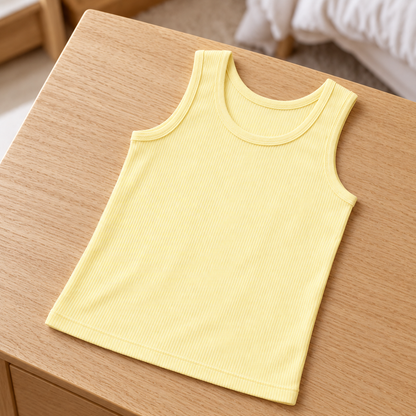 Youthrisewell Soft Yellow Ribbed Soft Lounge Tank Top with Scoop Neckline