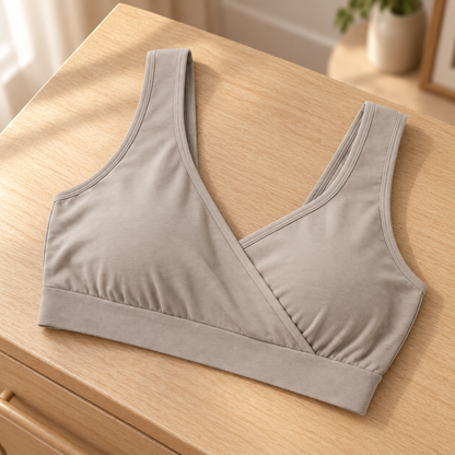 Youthrisewell Taupe Wrap-Front Comfort Bralette with Wide Shoulder Straps