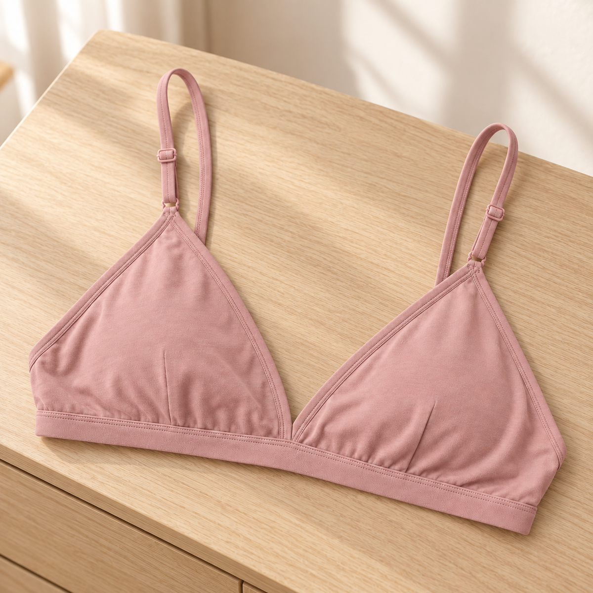 Youthrisewell Dusty Pink Triangle Comfort Bralette with Adjustable Straps