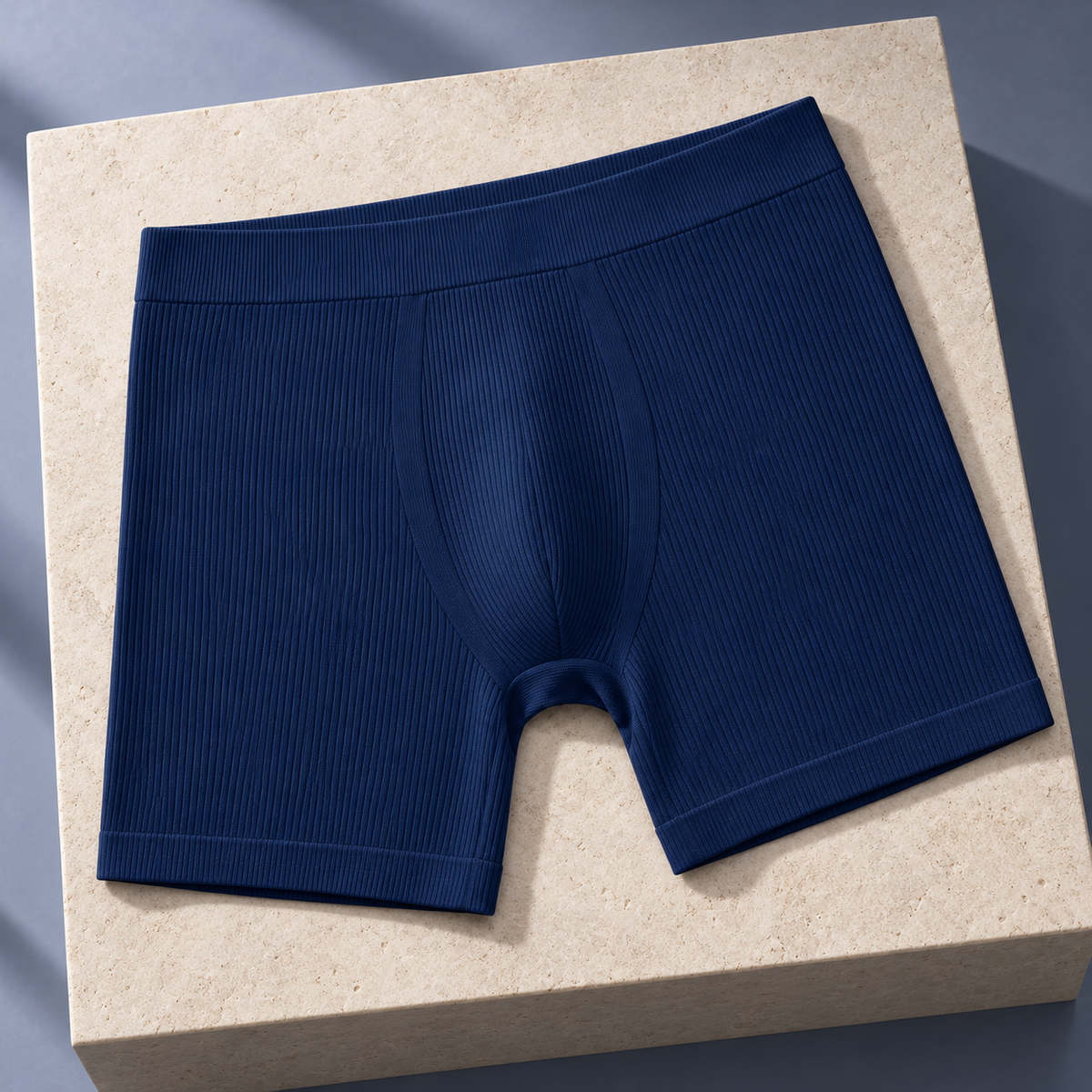 Youthrisewell Navy Seamless Comfort Boxer Briefs with Ribbed Texture