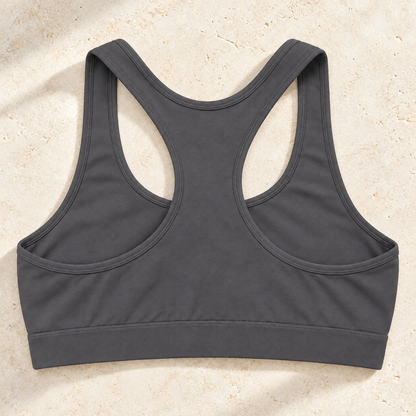 Youthrisewell Charcoal Racerback Comfort Bralette with Wide Underband