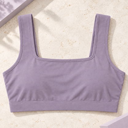 Youthrisewell Lavender Square-Neck Comfort Bralette with Wide Shoulder Straps