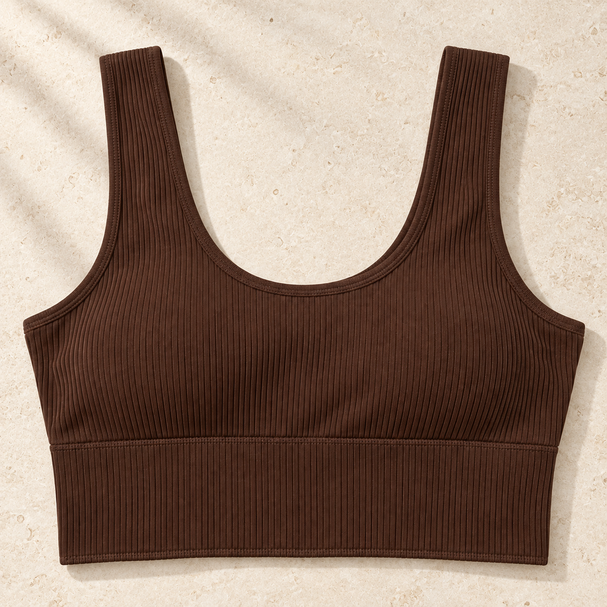 Youthrisewell Chocolate Brown Ribbed Comfort Bralette with Scoop Neckline