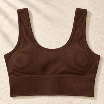 Youthrisewell Chocolate Brown Ribbed Comfort Bralette with Scoop Neckline