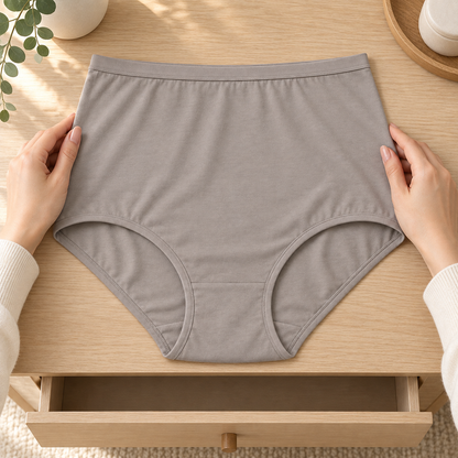Youthrisewell Warm Stone Gray High-Waist Everyday Comfort Briefs
